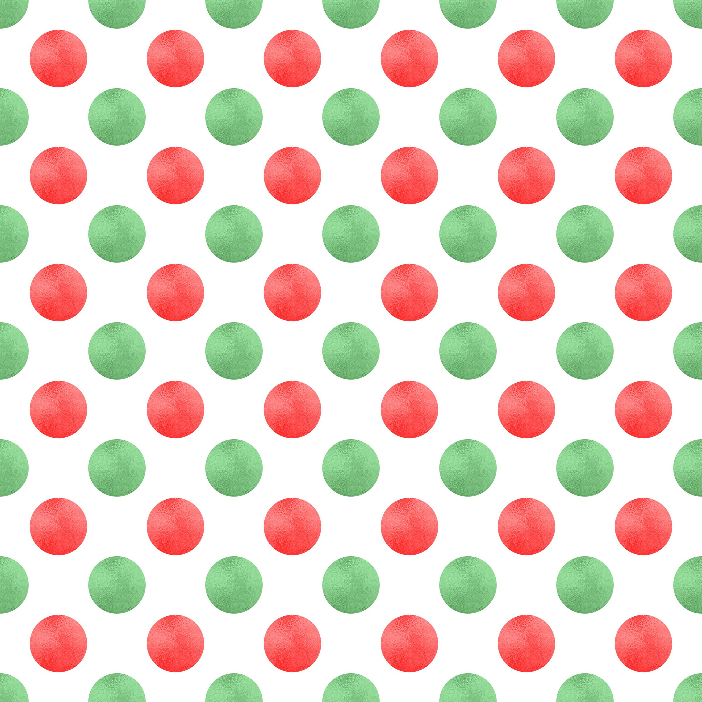 Metallic red and green polka dot background